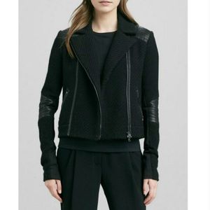 Black Vince Moto Leather accent jacket